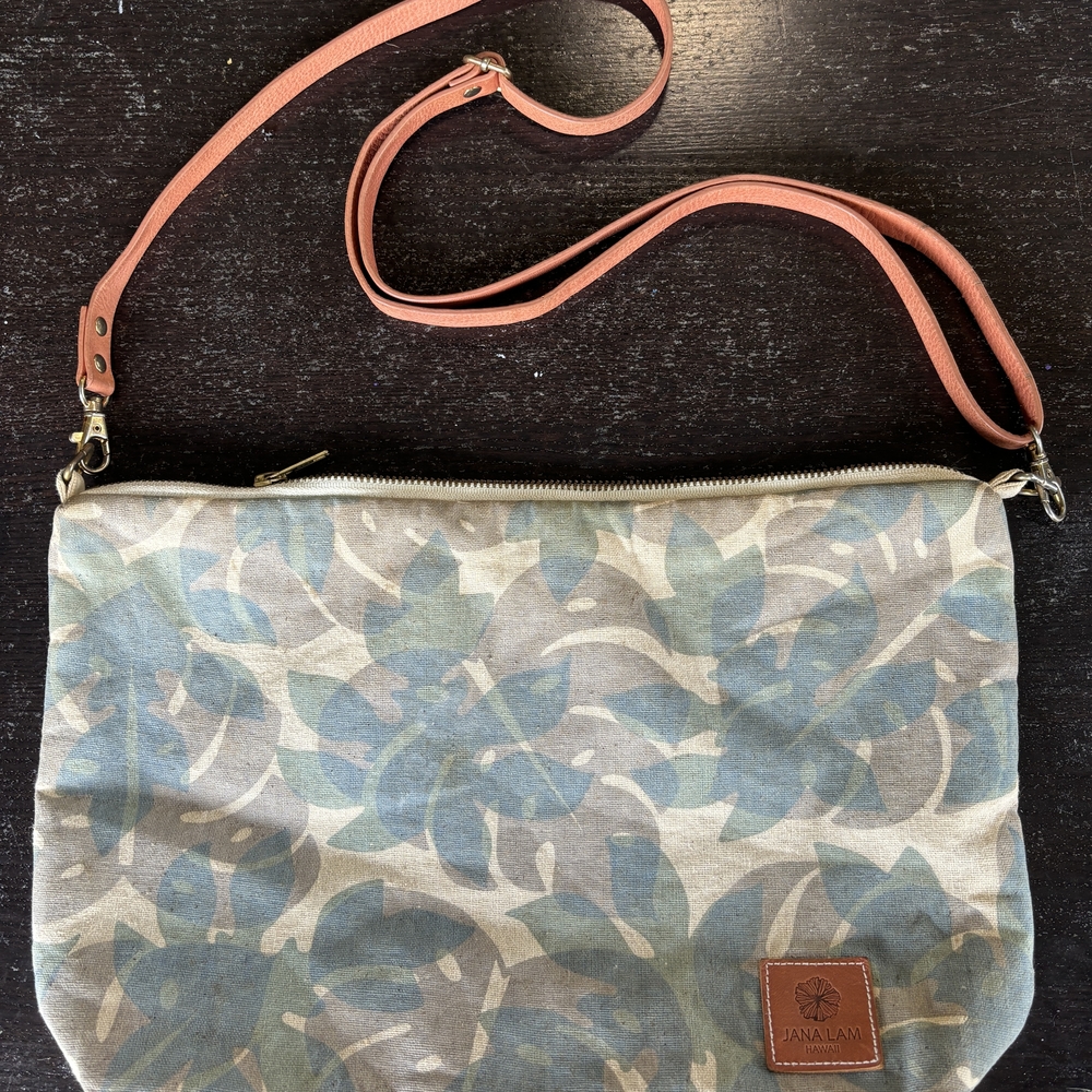 Jana Lam Crossbody Bag Blue Monstera